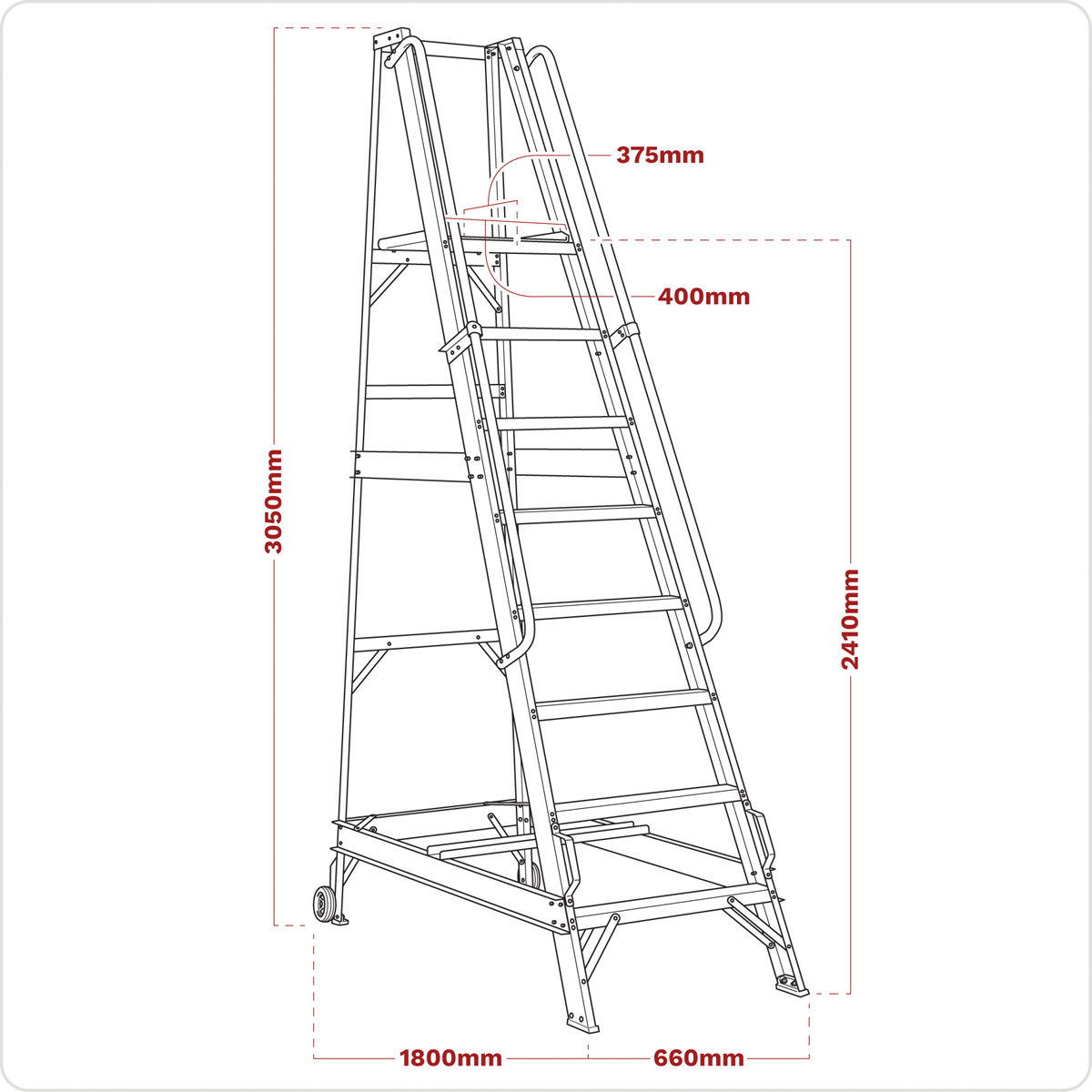 Sealey WS10 Warehouse Steps 10-Tread