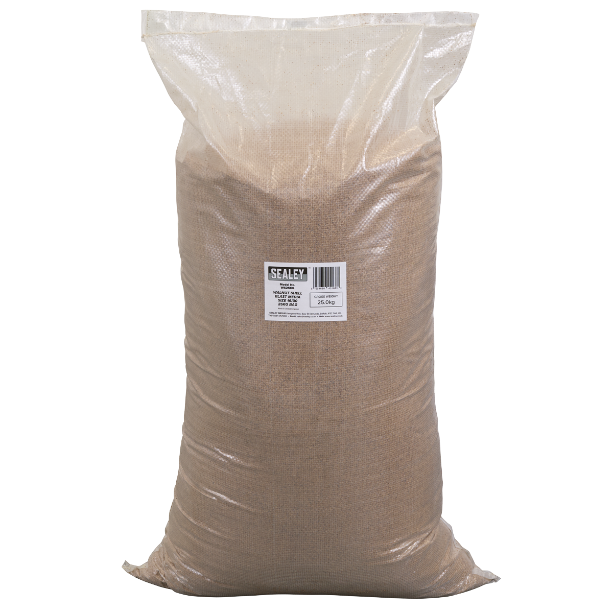 Sealey WS25KG Walnut Shell Blast Media - Size 16/30 - 25kg Bag