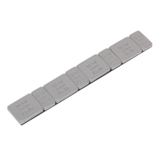 Sealey WWSA510PC Plastic Coated Zinc Plated Adhesive Wheel Weight 5/10g Strip of 8 (4 x Each Weight) - Pack of 100