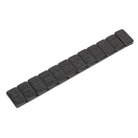 Sealey WWSA5B Black Steel Adhesive Wheel Weight 5g Strip of 12 - Pack of 50