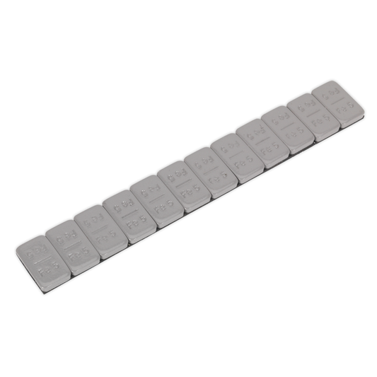 Sealey WWSA5PC Plastic Coated Zinc Plated Steel Adhesive Wheel Weight 5g Strip of 12 - Pack of 100