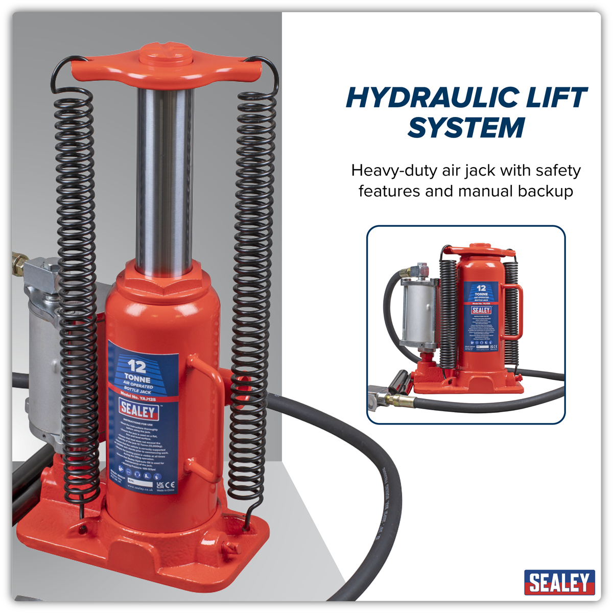Sealey YAJ12S Air Operated Hydraulic Bottle Jack 12 Tonne