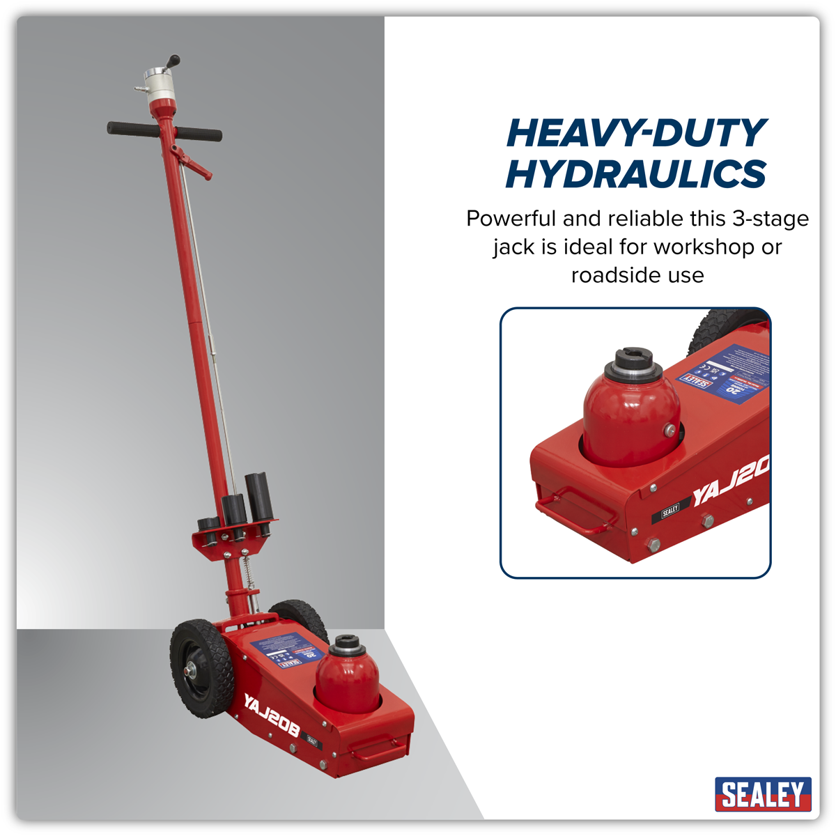 Sealey YAJ20B Air Operated Single Stage Trolley Jack 20 Tonne