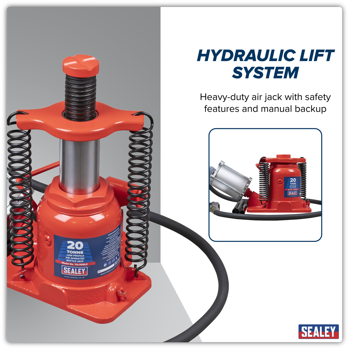Sealey YAJ20SLE Low Profile Air Operated Hydraulic Bottle Jack 20 Tonne