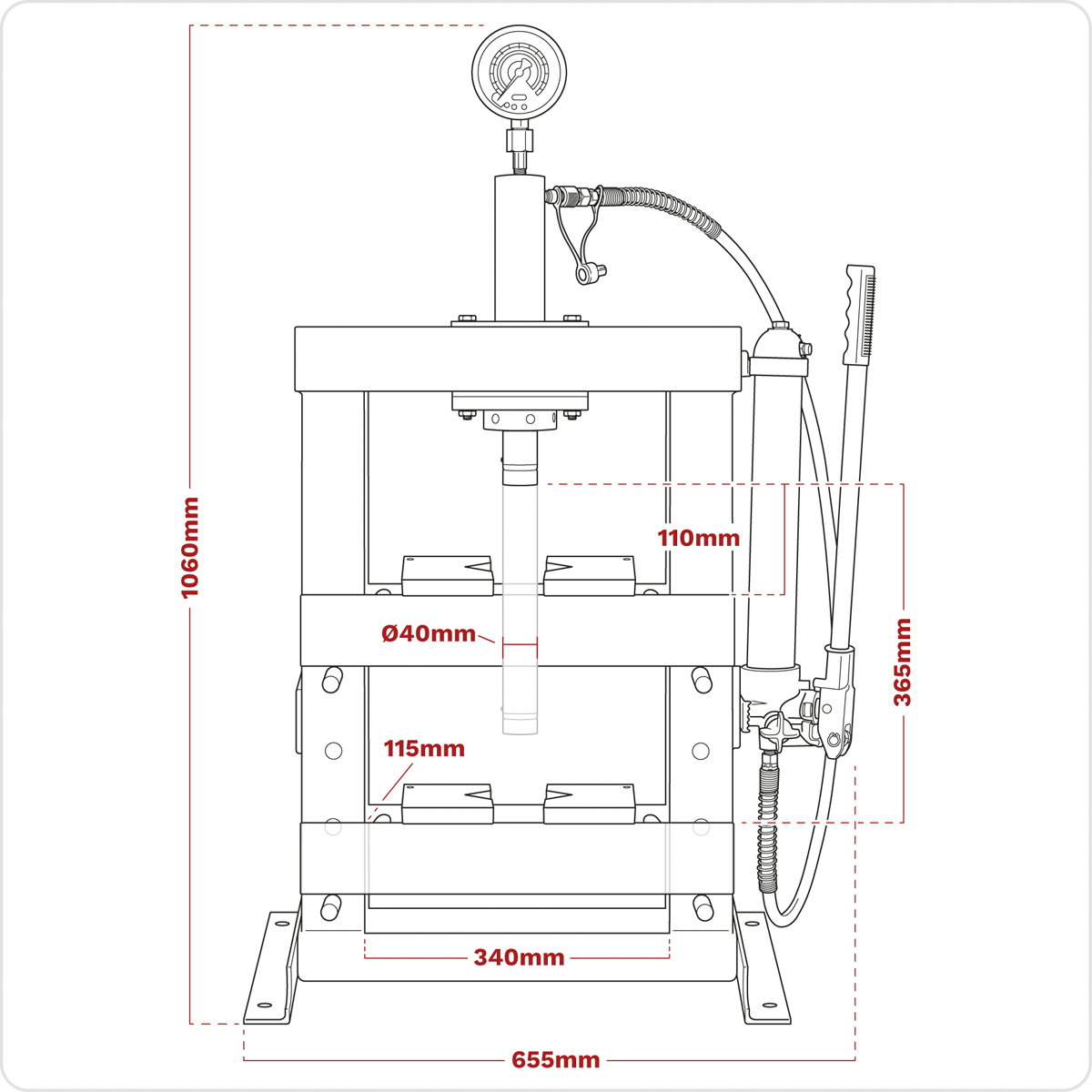 Sealey YK10B Hydraulic Press 10 Tonne Bench Type
