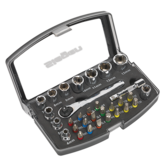 Siegen S01036 Siegen Socket & Bit Set 1/4"Sq Drive 31pc