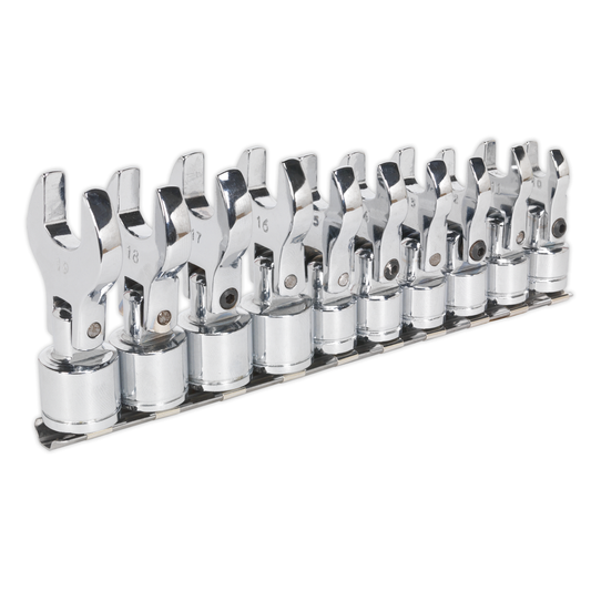 Siegen S01043 Siegen Flexible Crow's Foot Open-End Spanner Set 3/8"Sq Drive 10pc