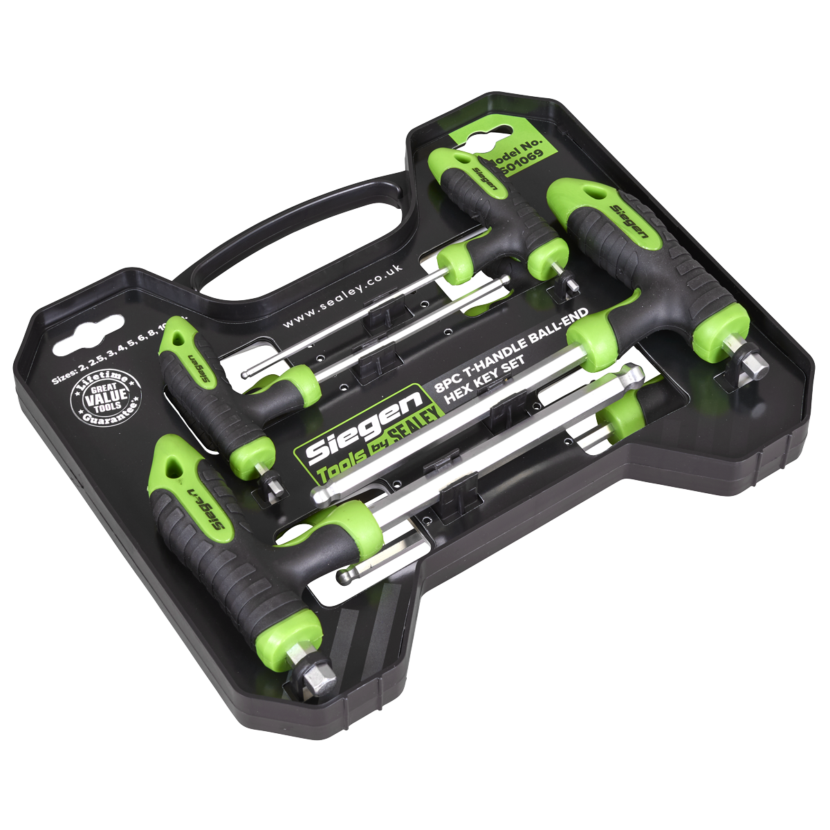 Siegen S01069 Siegen T-Handle Ball-End Hex Key Set 8pc