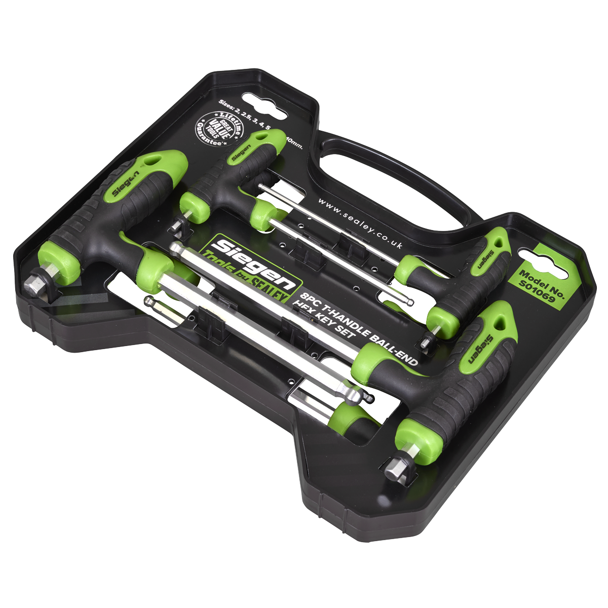 Siegen S01069 Siegen T-Handle Ball-End Hex Key Set 8pc