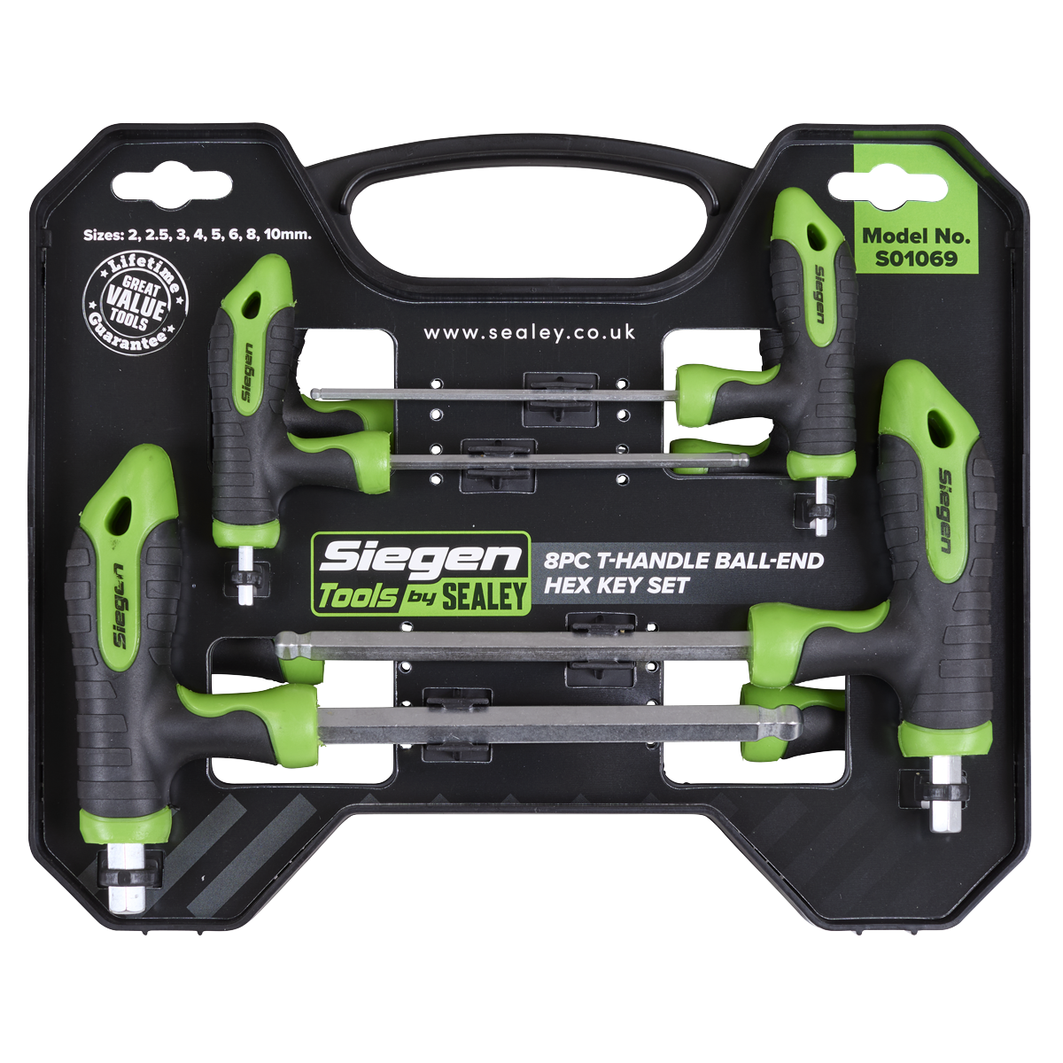 Siegen S01069 Siegen T-Handle Ball-End Hex Key Set 8pc