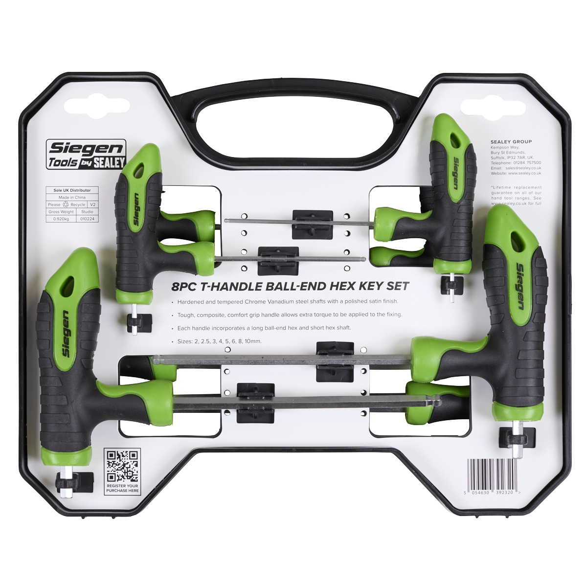 Siegen S01069 Siegen T-Handle Ball-End Hex Key Set 8pc