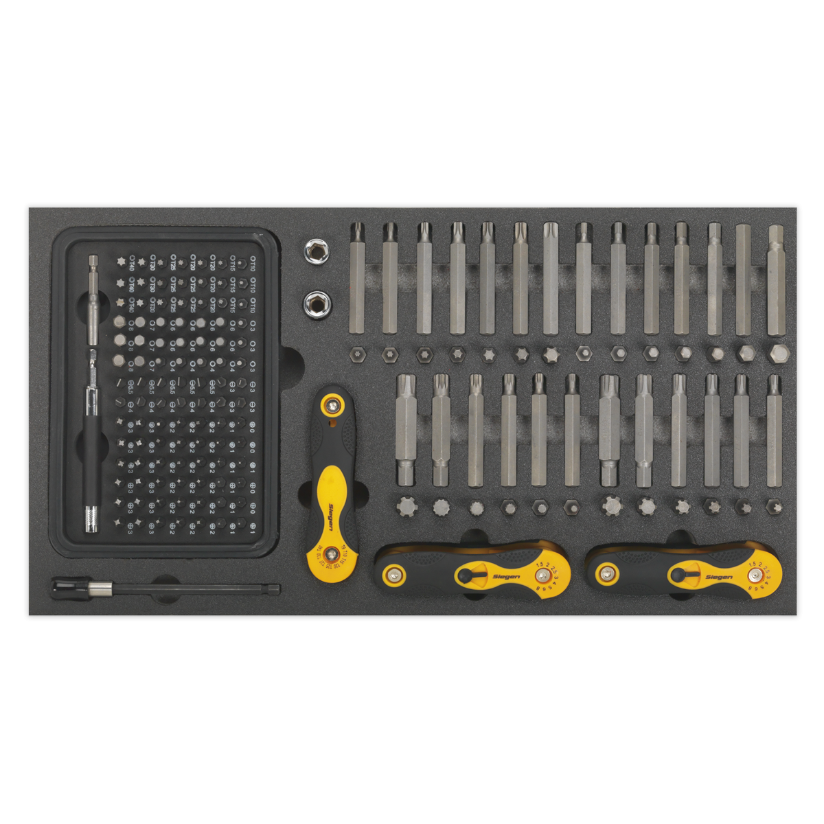 Siegen S01126 Siegen Specialised Bit Set & Folding Hex Keys with Tool Tray 192pc