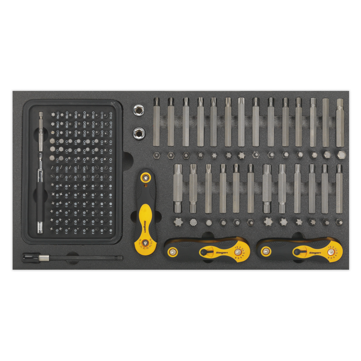 Siegen S01126 Siegen Specialised Bit Set & Folding Hex Keys with Tool Tray 192pc