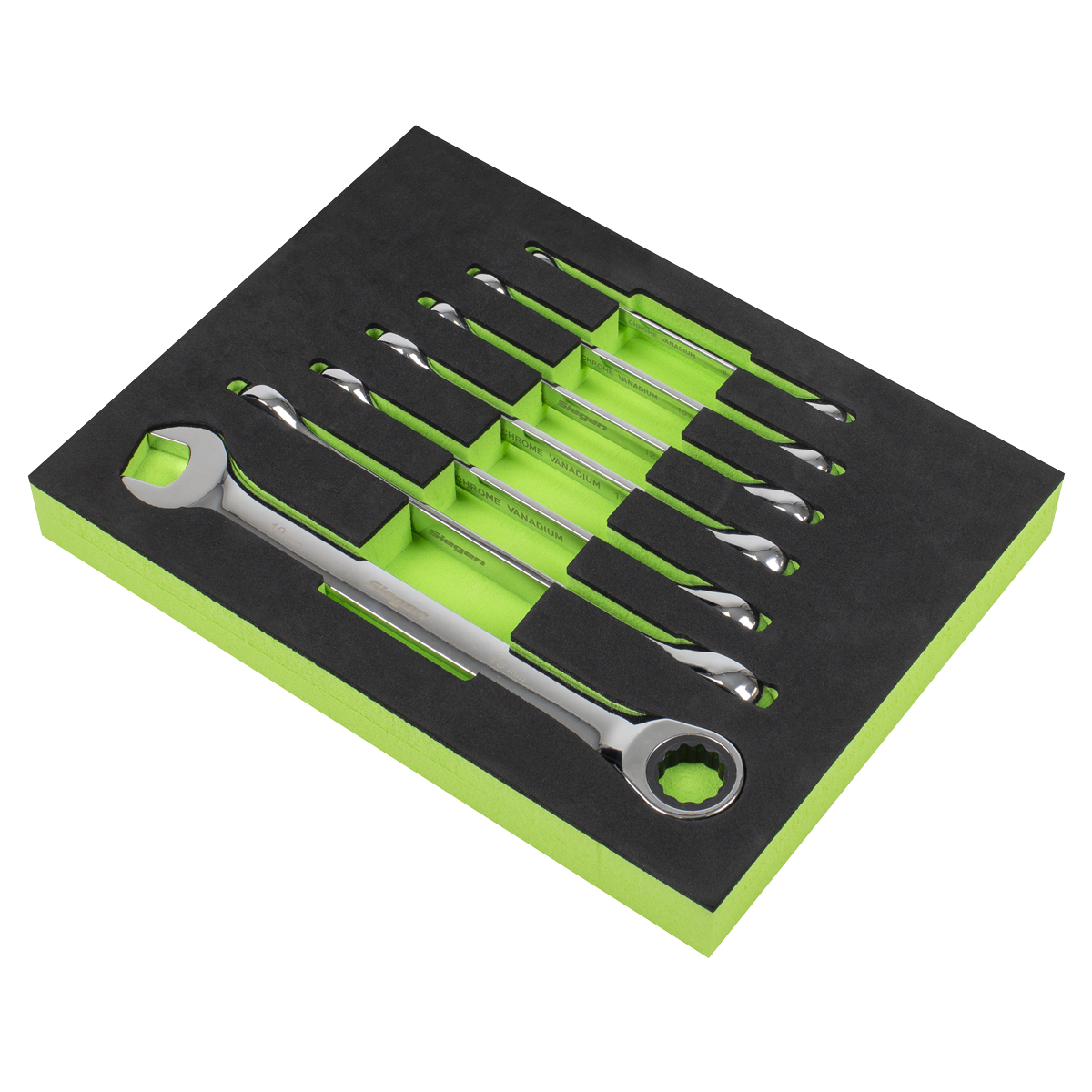 Siegen S01142 Siegen Combination Ratchet Spanner Set with Tool Tray 7pc