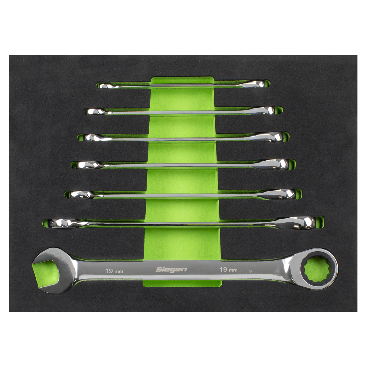 Siegen S01142 Siegen Combination Ratchet Spanner Set with Tool Tray 7pc