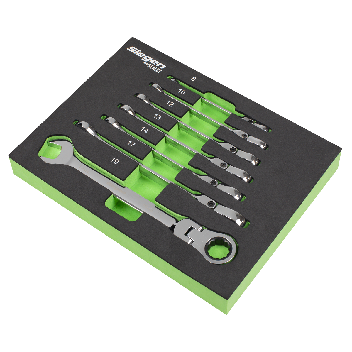 Siegen S01143 Flexi-Head Combination Ratchet Spanner Set 7pc