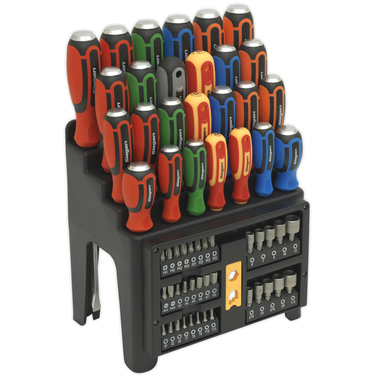 Siegen S01153 Siegen Hammer-Thru Screwdriver, Bit & Nut Driver Set 61pc