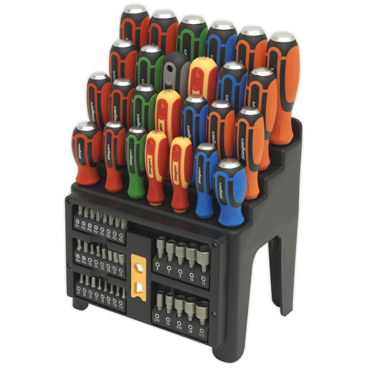 Siegen S01153 Siegen Hammer-Thru Screwdriver, Bit & Nut Driver Set 61pc