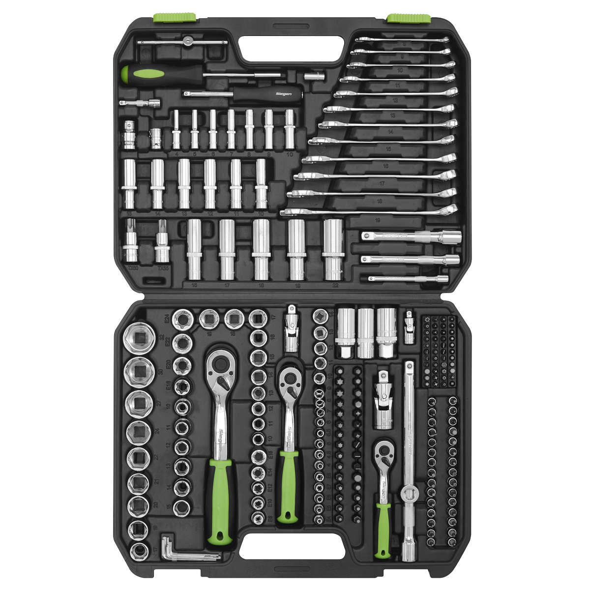 Siegen S01212 Siegen Socket Set 1/4", 3/8" & 1/2"Sq Drive 219pc