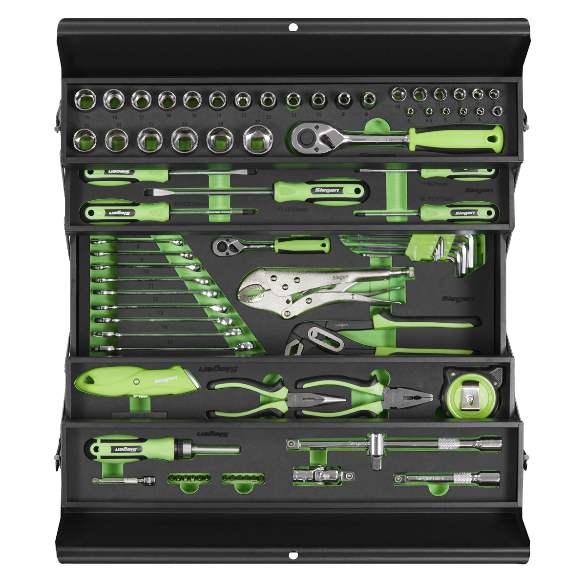 Siegen S01216 Cantilever Toolbox with 86pc Tool Kit