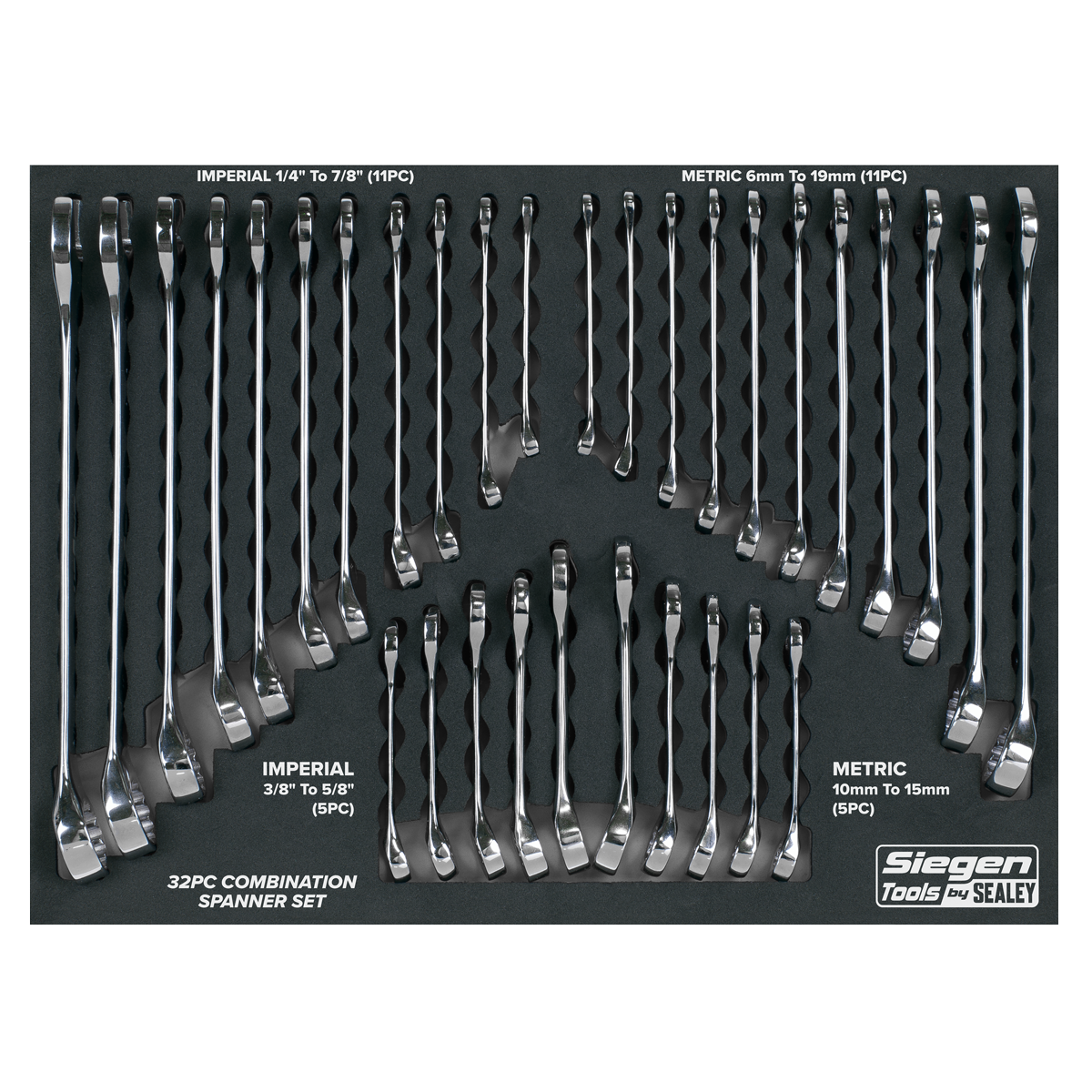 Siegen S01239 Siegen Metric/Imperial Combination Spanner Set 32pc