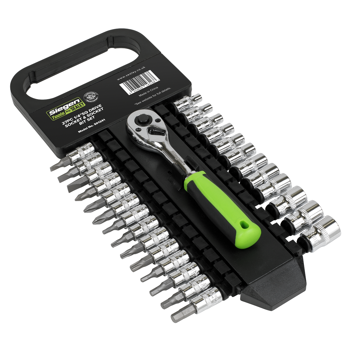 Siegen S01241 Siegen Socket & Socket Bit Set 1/4"Sq Drive 27pc
