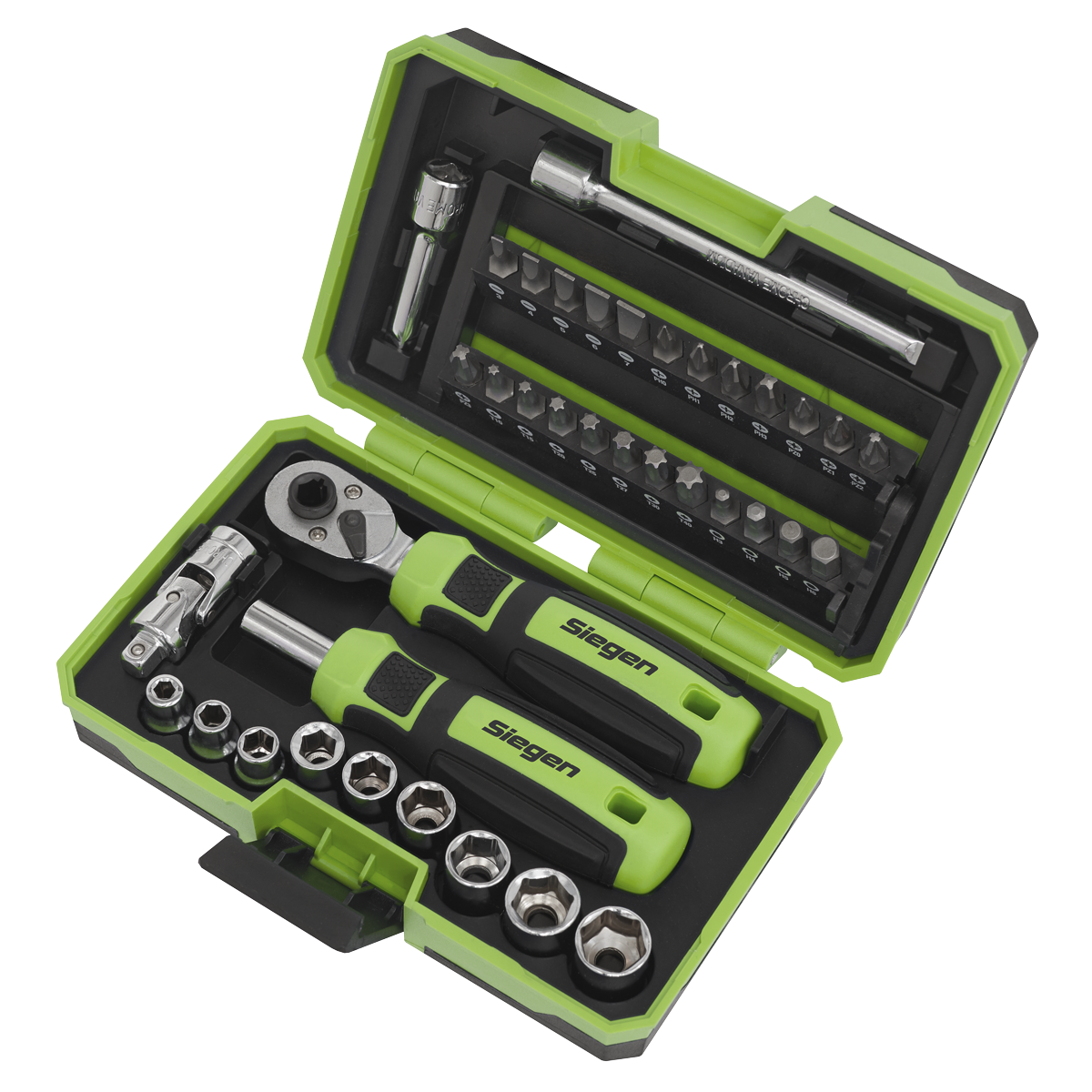 Siegen S01255 Siegen Socket & Bit Set 1/4"Sq Drive 38pc