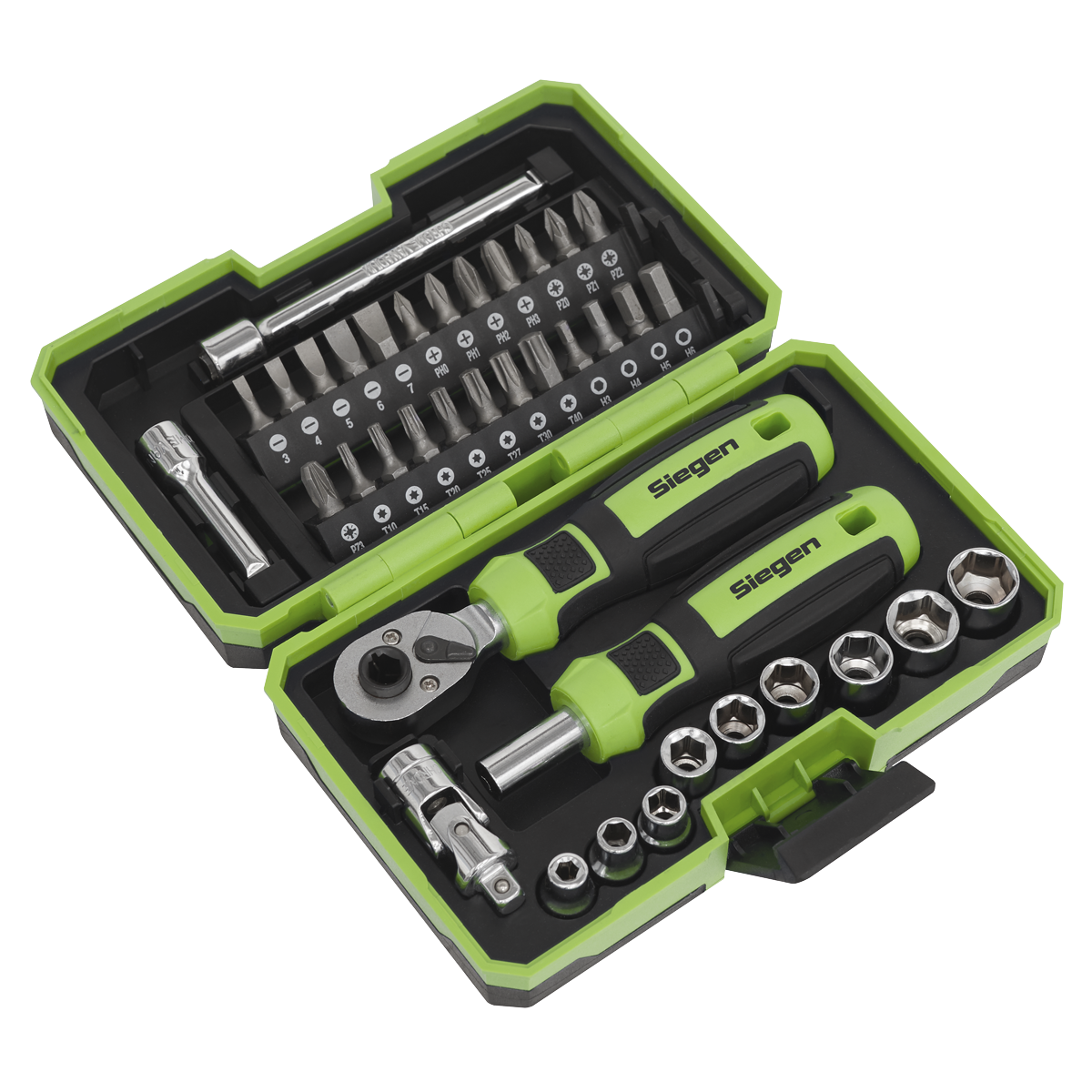Siegen S01255 Siegen Socket & Bit Set 1/4"Sq Drive 38pc