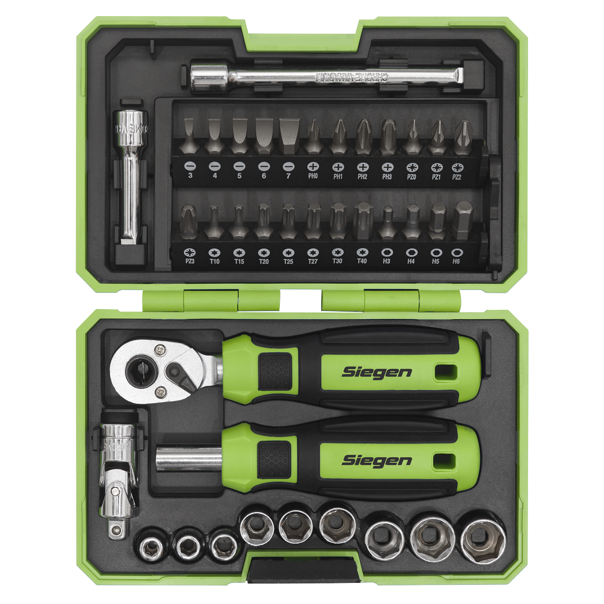 Siegen S01255 Siegen Socket & Bit Set 1/4"Sq Drive 38pc