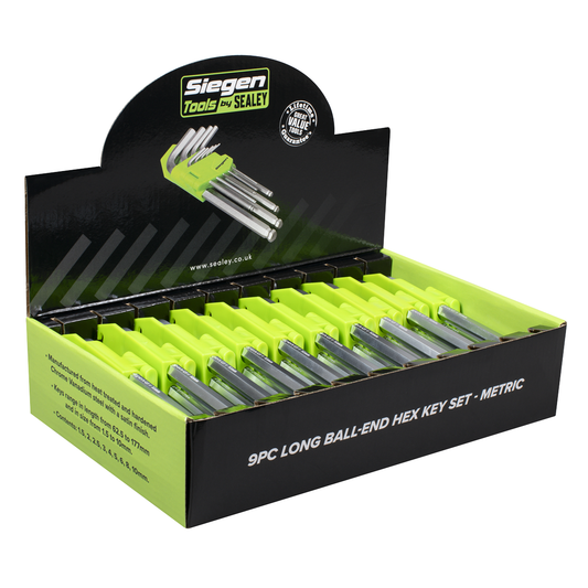 Siegen S01263 Siegen Long Ball-End Hex Key Set 9pc - Display Box of 10