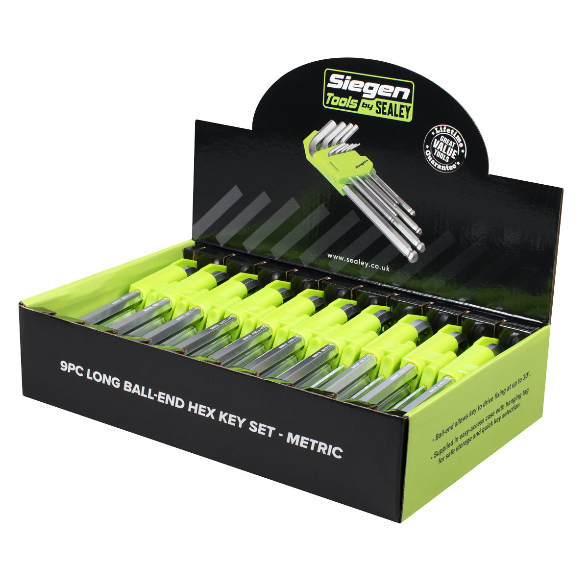 Siegen S01263 Siegen Long Ball-End Hex Key Set 9pc - Display Box of 10