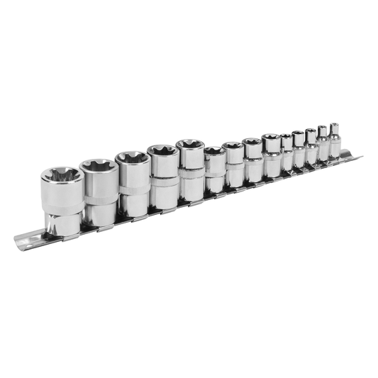Siegen S01265 Siegen TRX-Star* Socket Set E4-E24 1/4", 3/8" & 1/2"Sq Drive 14pc