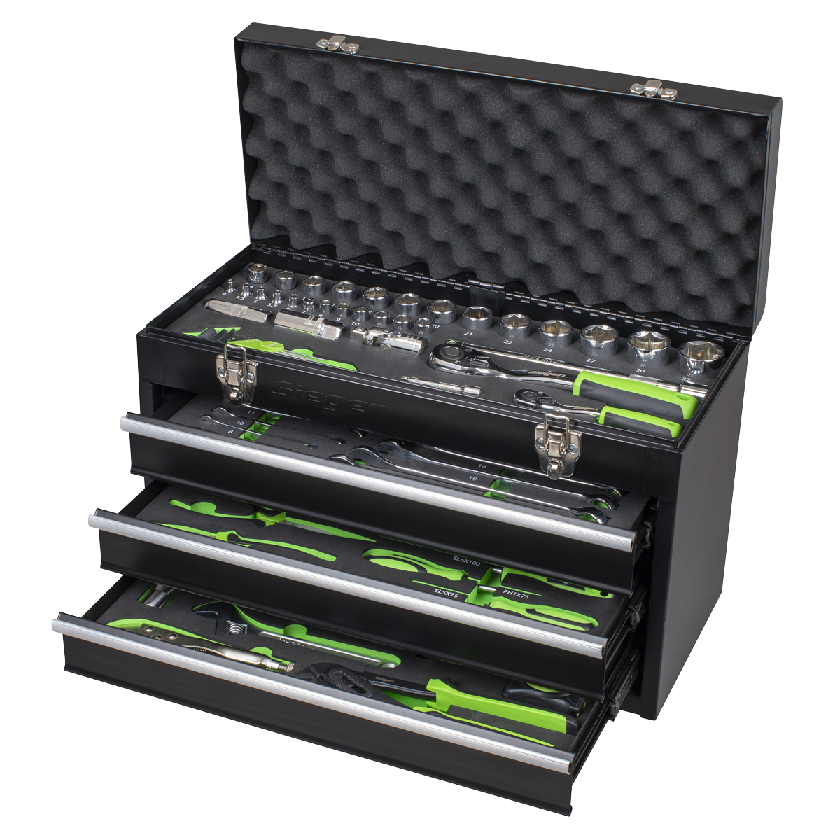 Siegen S01266 Siegen Portable Tool Chest 3 Drawer with 98pc Tool Kit