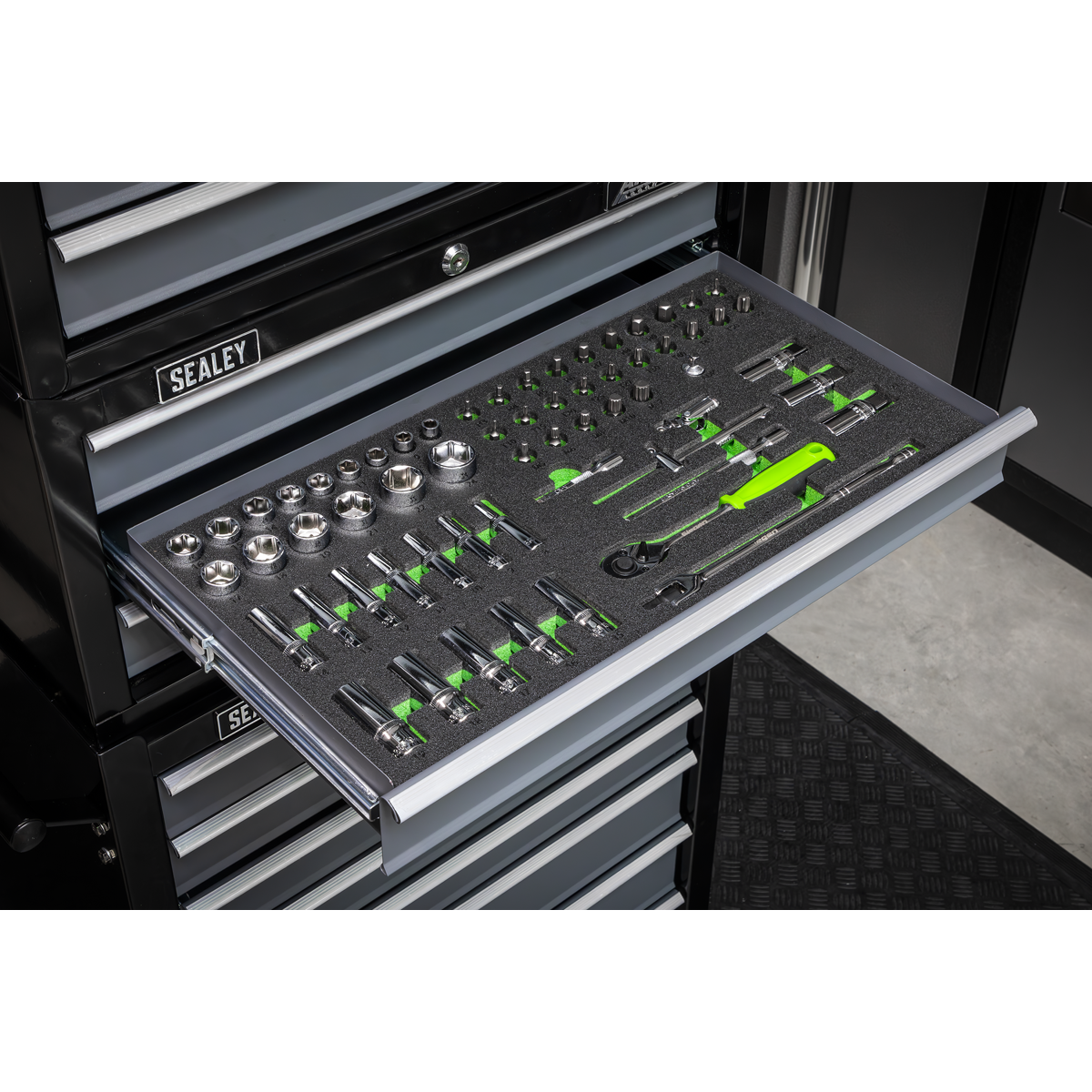 Siegen S01270 Siegen Socket Set with Tool Tray 3/8"Sq Drive 62pc