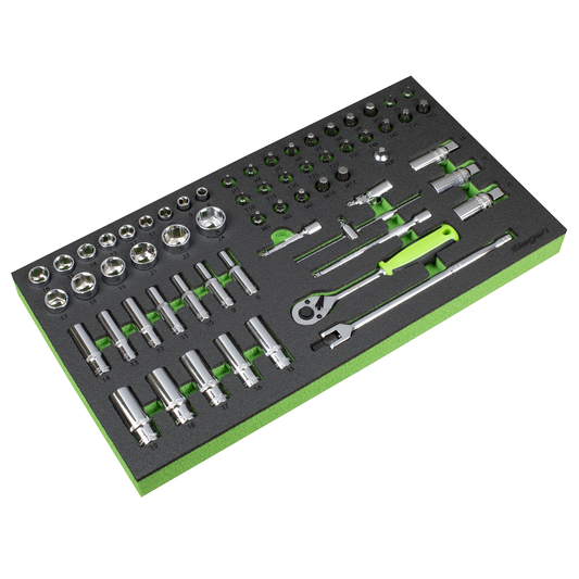 Siegen S01270 Siegen Socket Set with Tool Tray 3/8"Sq Drive 62pc