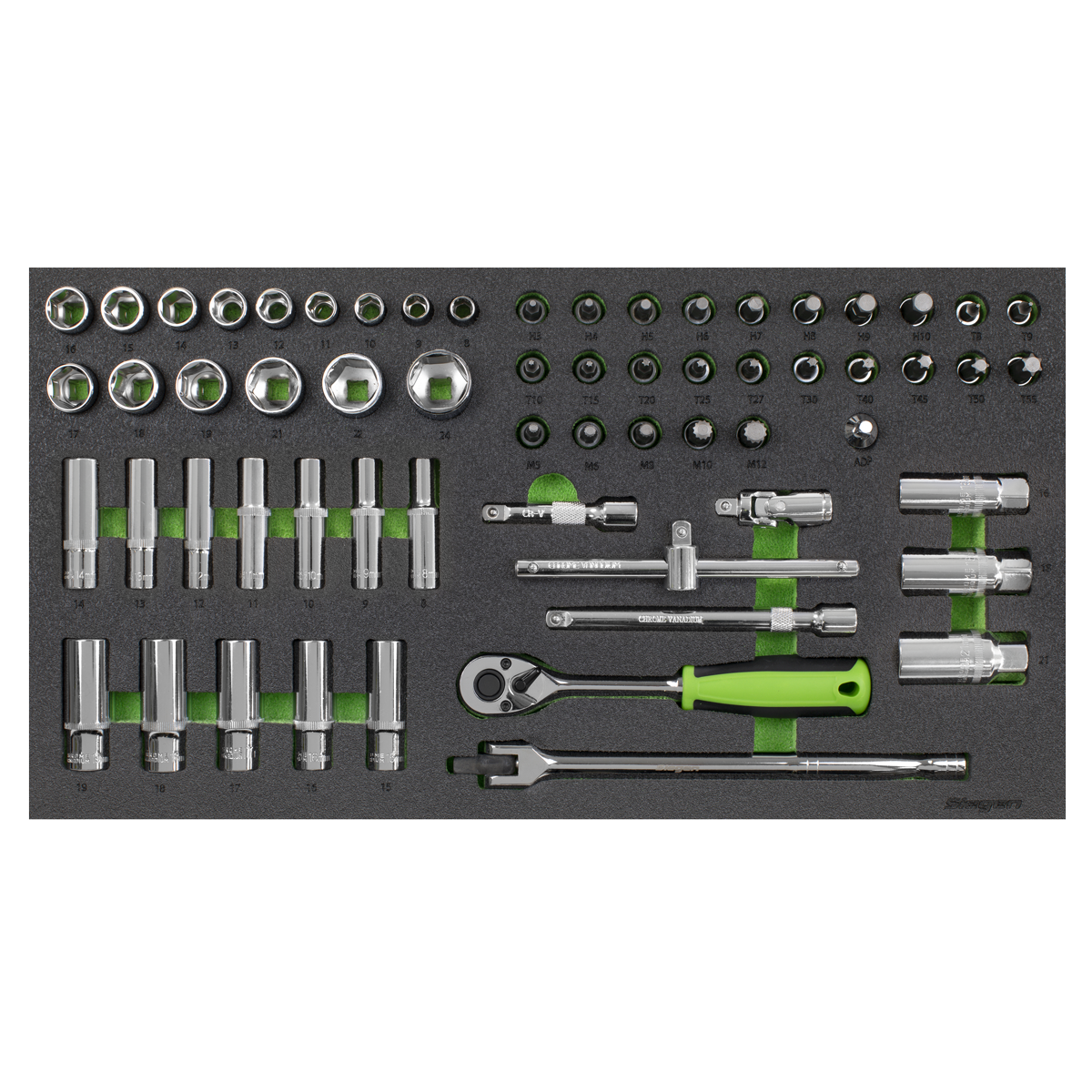 Siegen S01270 Siegen Socket Set with Tool Tray 3/8"Sq Drive 62pc