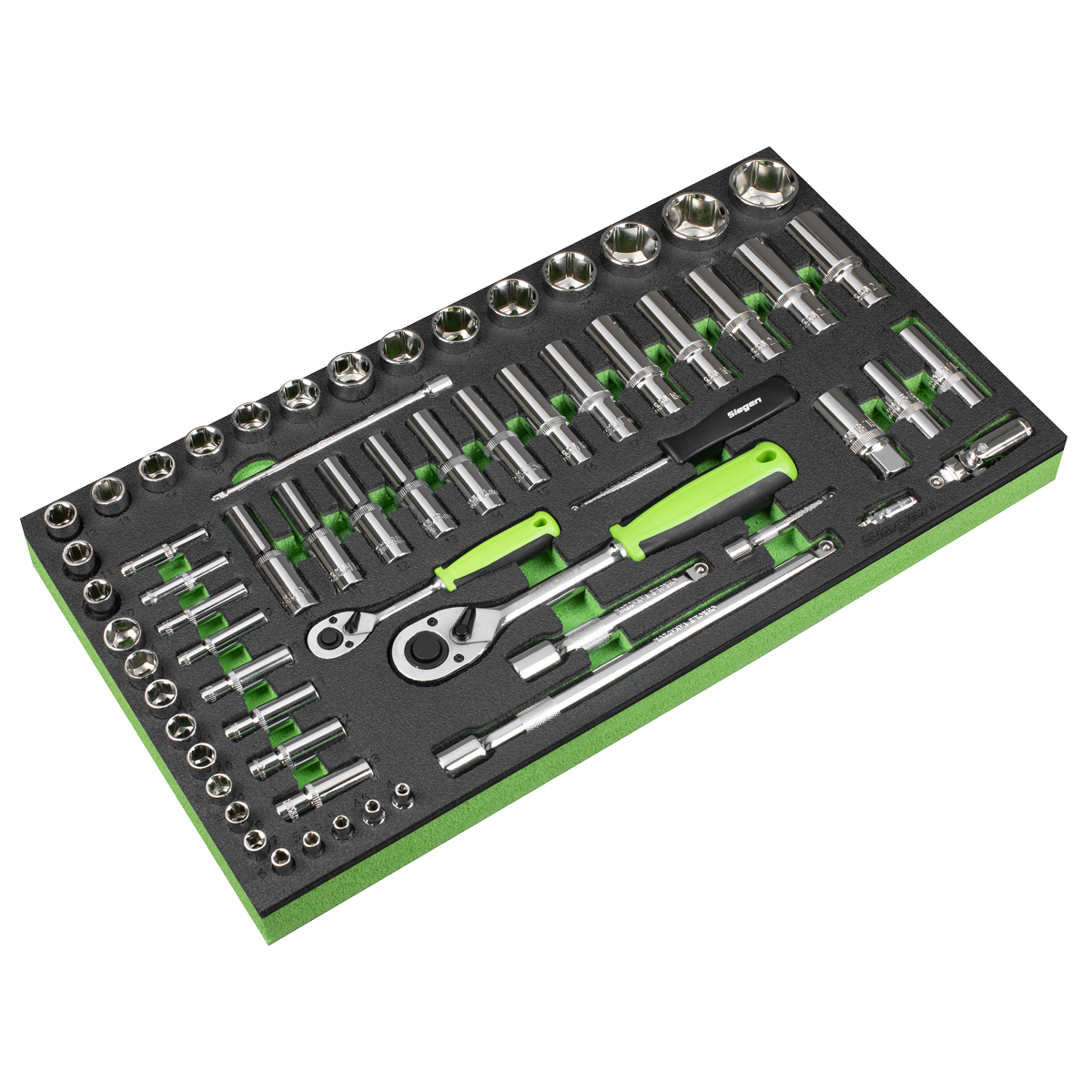 Siegen S01271 Siegen Socket Set with Tool Tray 1/4" & 1/2"Sq Drive 62pc