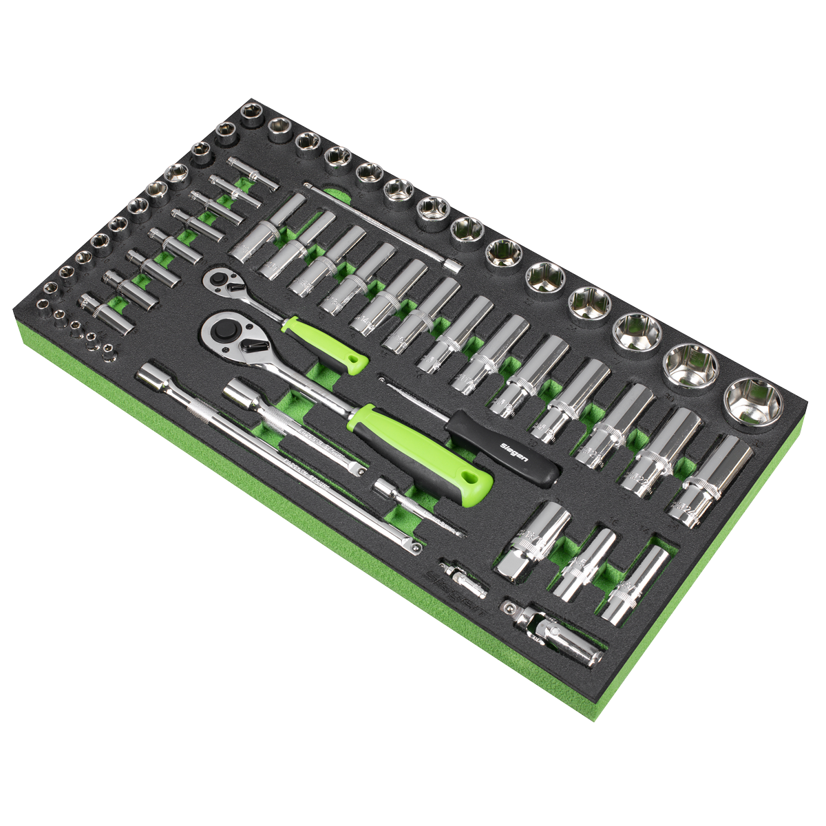 Siegen S01271 Siegen Socket Set with Tool Tray 1/4" & 1/2"Sq Drive 62pc