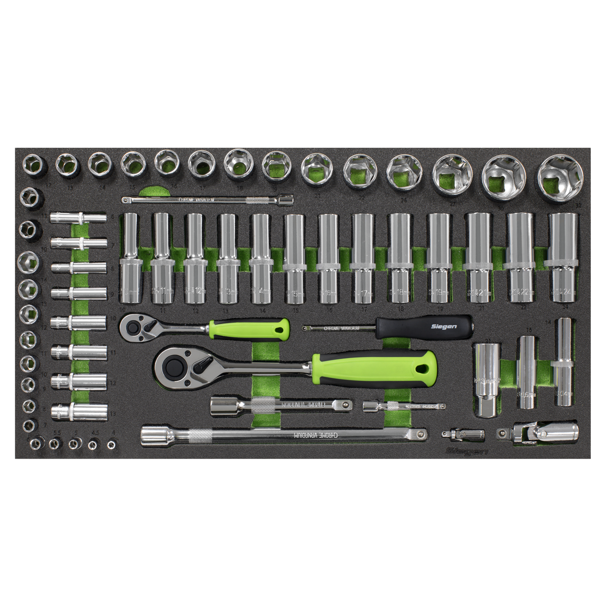 Siegen S01271 Siegen Socket Set with Tool Tray 1/4" & 1/2"Sq Drive 62pc