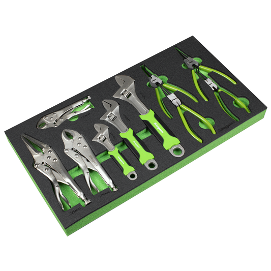 Siegen S01278 Siegen Adjustable Wrench & Pliers Set with Tool Tray 10pc