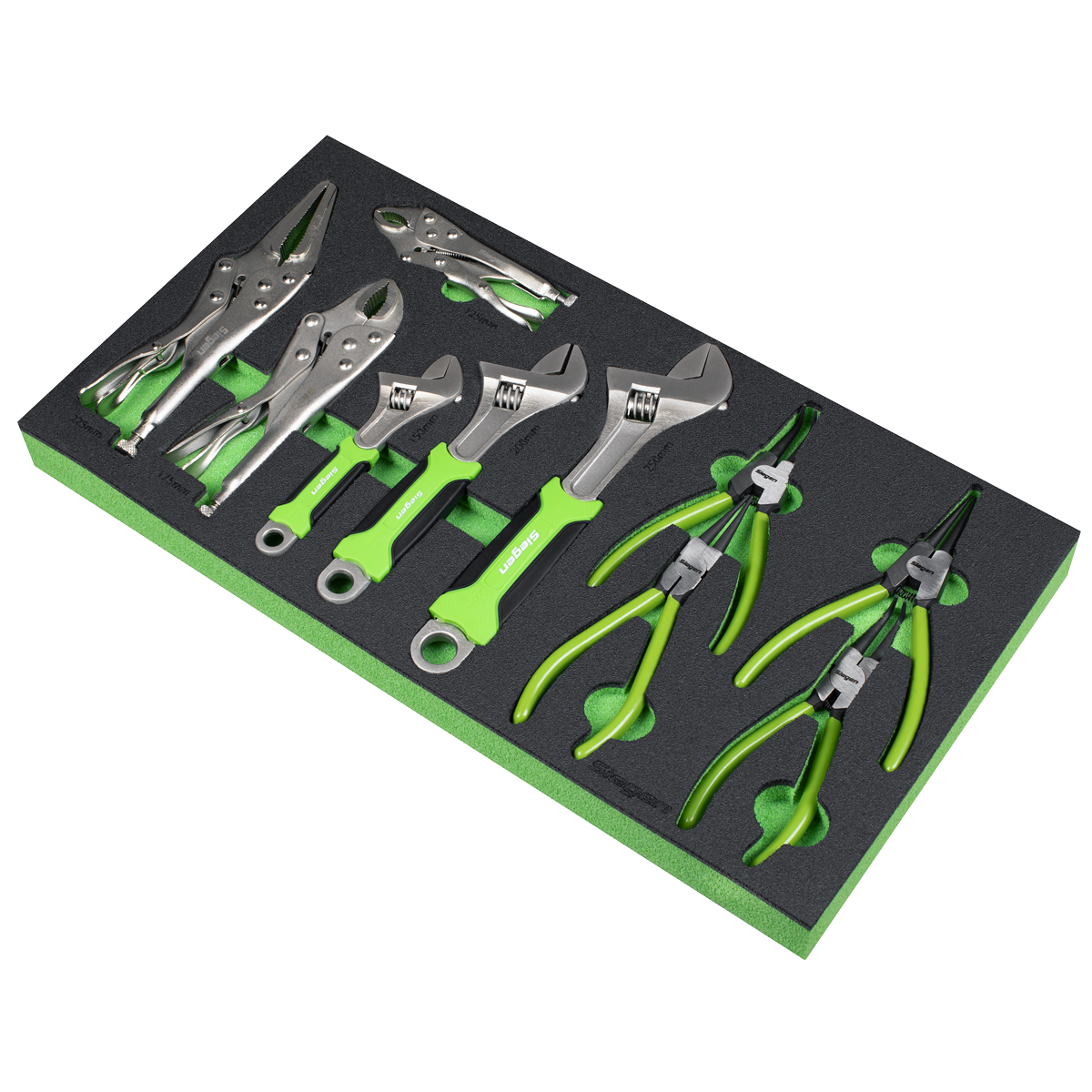 Siegen S01278 Siegen Adjustable Wrench & Pliers Set with Tool Tray 10pc