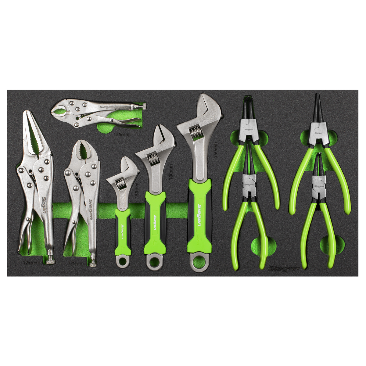 Siegen S01278 Siegen Adjustable Wrench & Pliers Set with Tool Tray 10pc