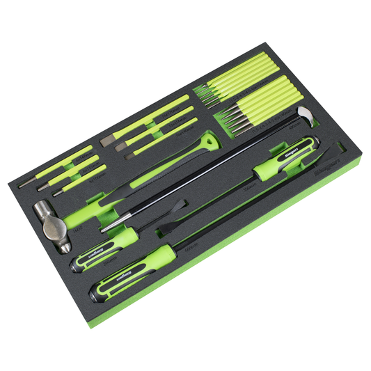 Siegen S01279 Siegen Pry Bar, Hammer & Punch Set with Tool Tray 23pc