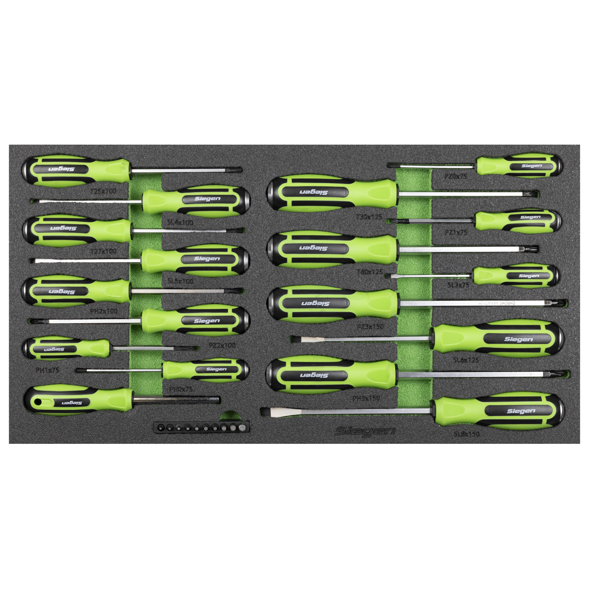 Siegen S01281 Siegen Hammer-Thru Screwdriver, Bit Driver & Bit Set with Tool Tray 28pc