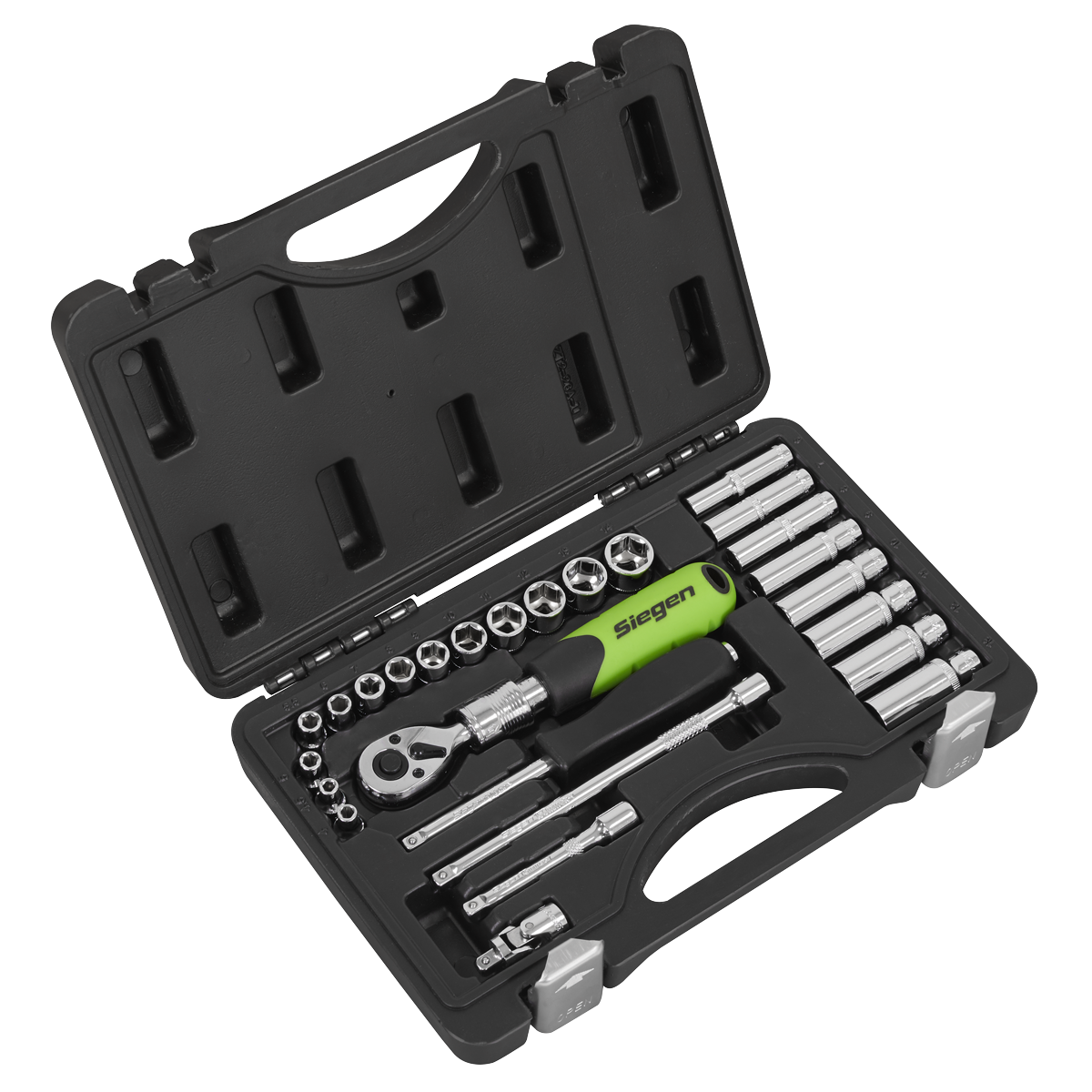 Siegen S01286 Siegen Extendable Ratchet Socket Set 1/4"Sq Drive 26pc