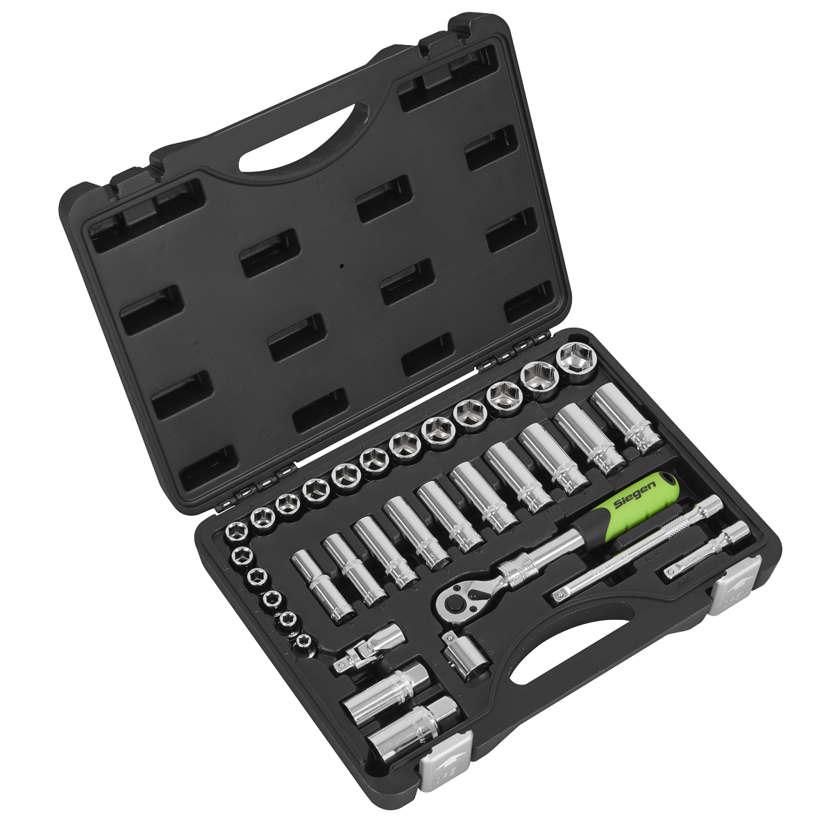 Siegen S01287 Siegen Extendable Ratchet Socket Set 3/8"Sq Drive 34pc