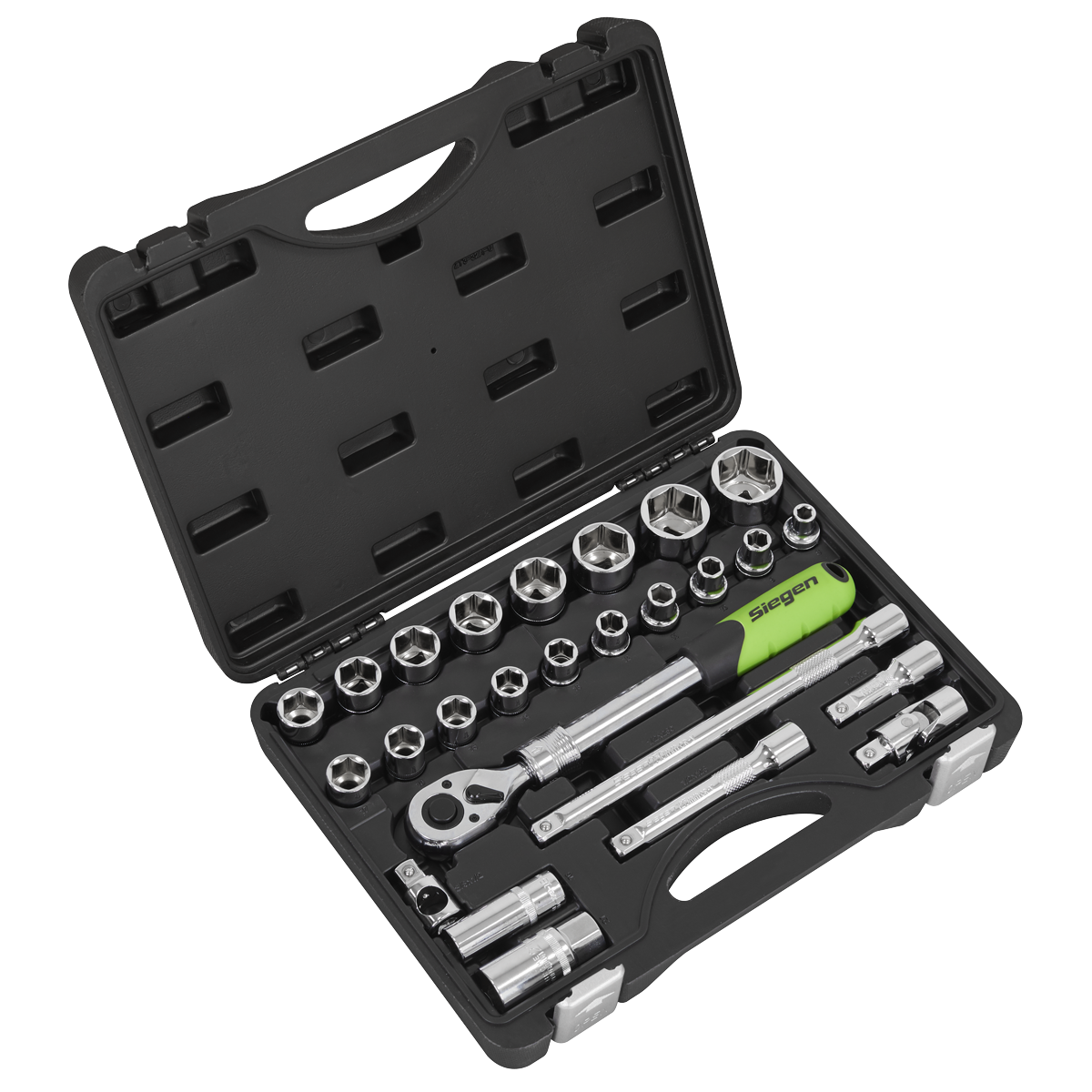 Siegen S01288 Siegen Extendable Ratchet Socket Set 1/2"Sq Drive 26pc