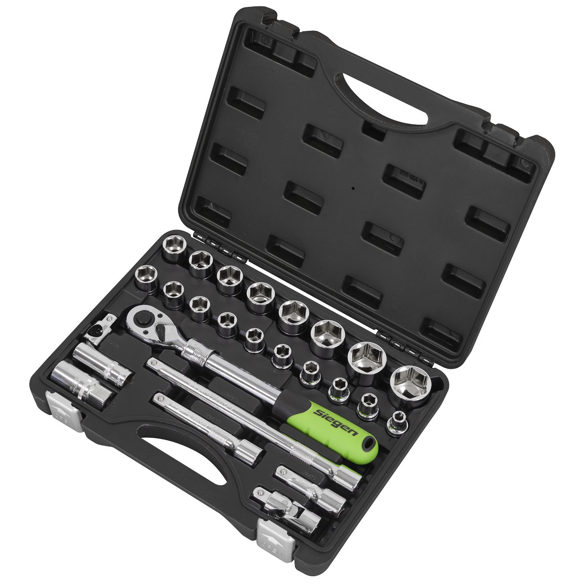 Siegen S01288 Siegen Extendable Ratchet Socket Set 1/2"Sq Drive 26pc