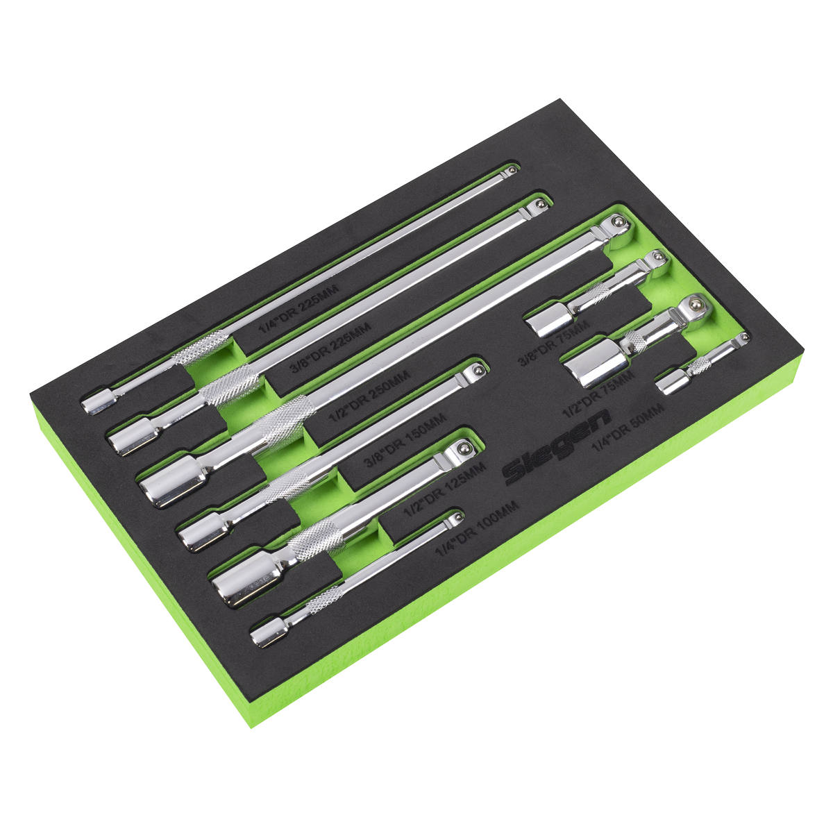 Siegen S01292 Extension Bar Set 1/4", 3/8" & 1/2"Sq Drive 9pc