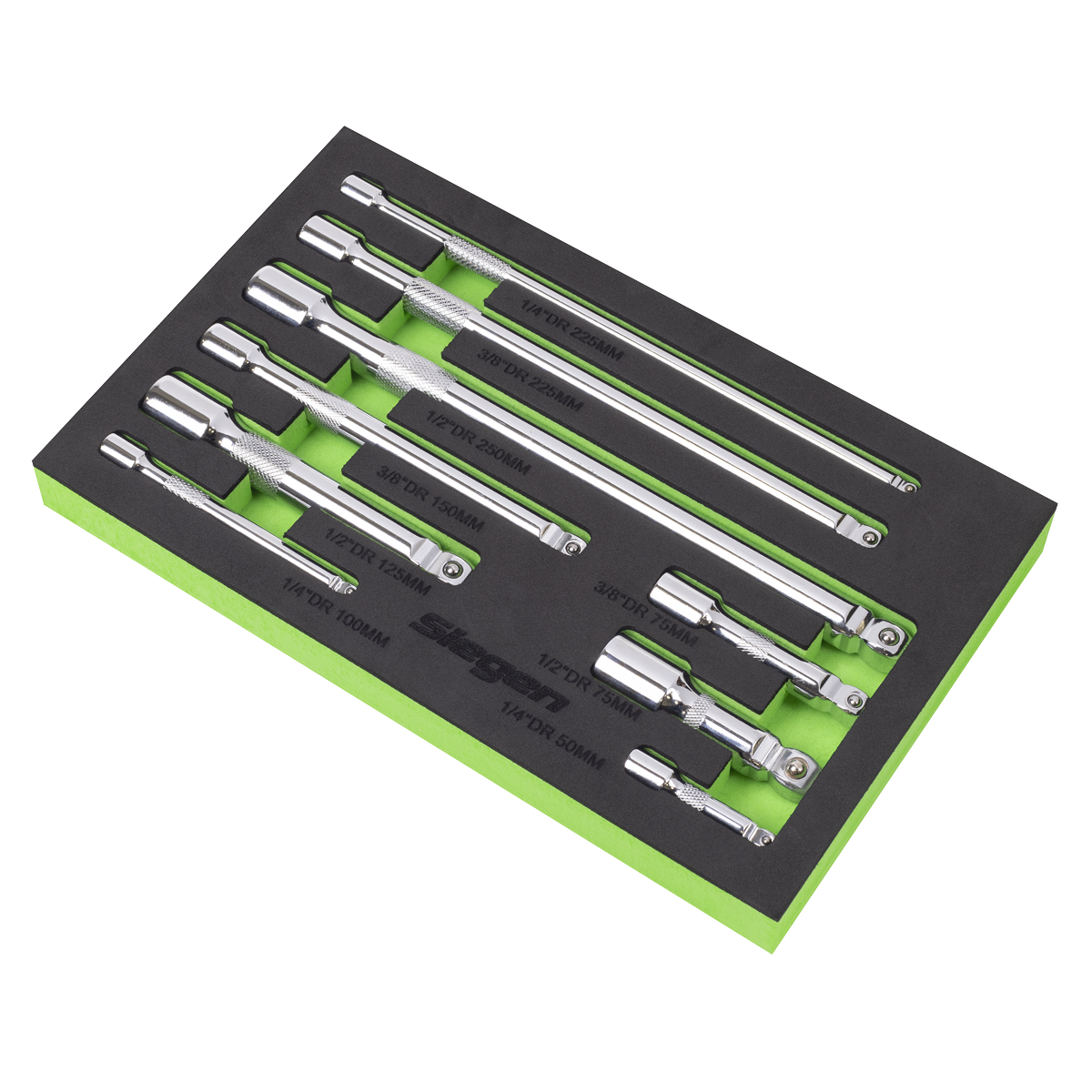 Siegen S01292 Extension Bar Set 1/4", 3/8" & 1/2"Sq Drive 9pc